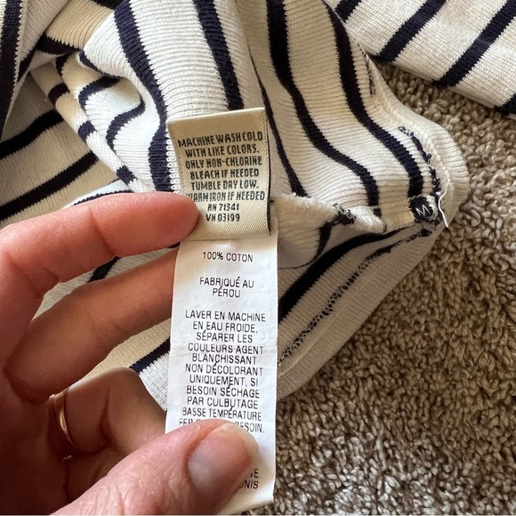 L.L. Bean quarter zip stripe classic top petite small - Picture 6 of 8